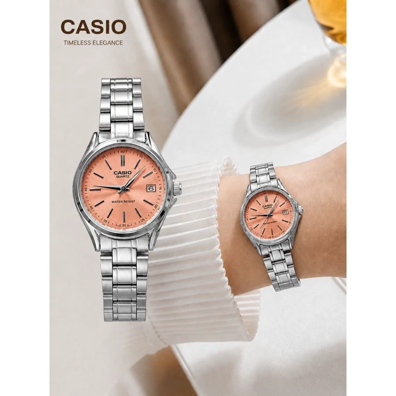 ساعت مچی زنانه دخترانه کاسیو casio کیفیت عالی پرمیوم نقره ای گلبهی