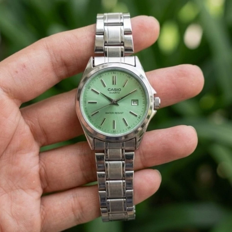 ساعت مچی زنانه دخترانه کاسیو casio کلاسیک صفحه سبز