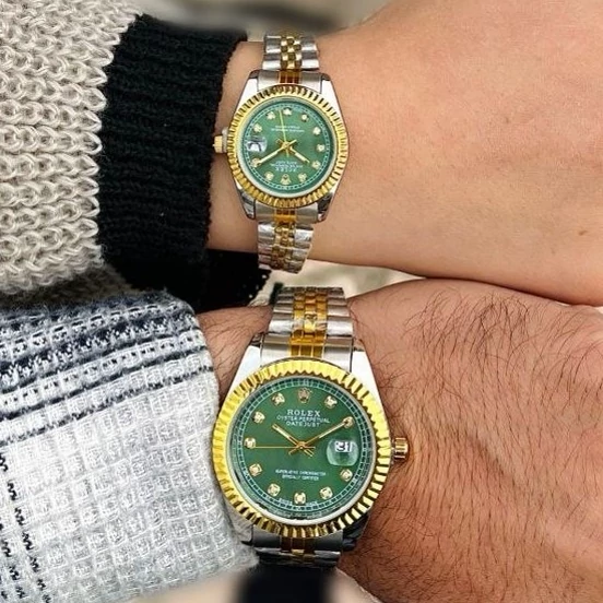ساعت رولکس مردانه و زنانه کیفیت درجه یک استیل رنگ ثابت rolex صفحه سبز