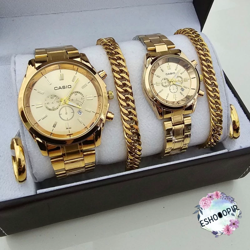 ساعت ست با دستنبد و انگشتر مردونه و زنونه کاسیو casio با ارسال رایگان