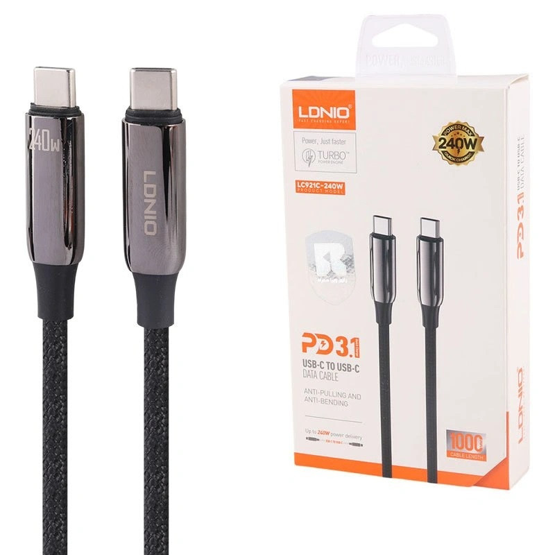 کابل تبدیل  USB-C به USB-C الدینیو مدل LC921C 240W طول 1 متر