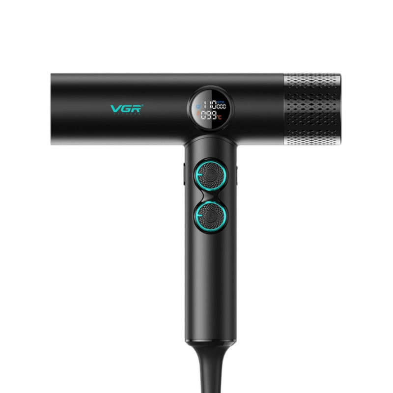 سشوار برس‌دار چرخشی 1900 وات وی جی ار مدل v-401، موتور AC، وزن 600 گرم، دارای سری متمرکز‌کننده پهن، متمرکز‌کننده باریک، دیسپانسر با ویژگی فرکنندگی، صاف‌کنندگی، حجم‌دهندگی، با قابلیت فناوری تولید یون