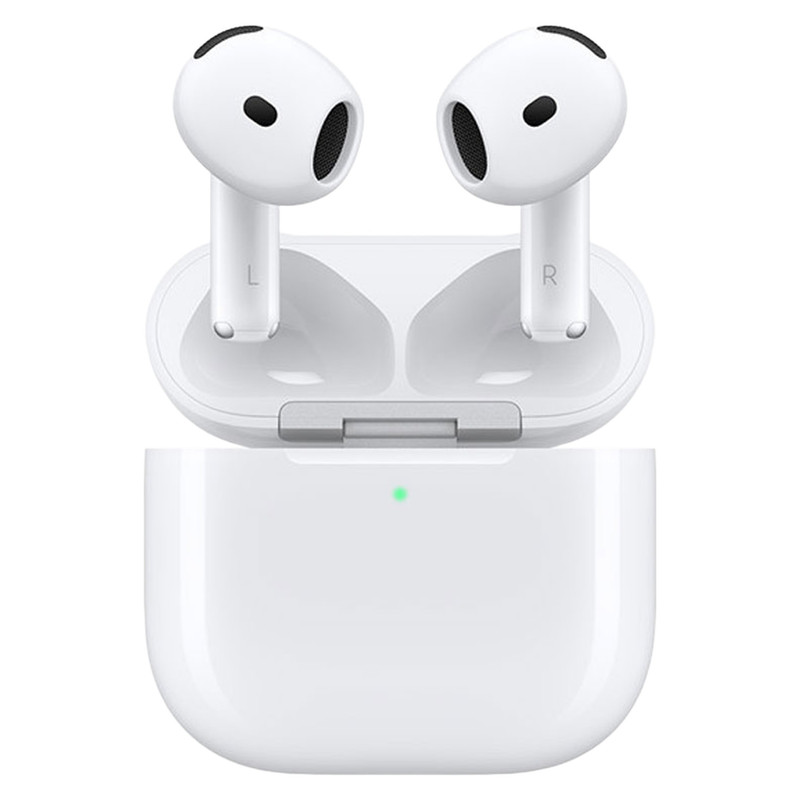 هدفون بلوتوثی اپل مدل AirPods 4 فاقد قابلیت نویز کنسلینگ، درگاه شارژ USB Type-C، شارژ بی سیم، با قابلیت اتصال به چند دستگاه، پشتیبانی از فرمان لمسی، نشانگر LED، پشتیبانی از دستیار صوتی، مقاوم در برابر آب