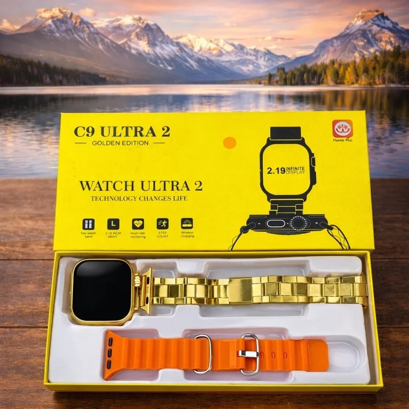 ساعت هوشمند C9 ULTRA 2 با 2 بند اضافه طلایی