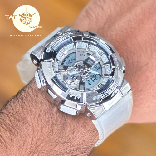 ساعت مچی جی شاک مردانه GM110 قاب فلزی بند چریکی موتور ژاپن یکسال گارانتی جعبه ارسال رایگان G-Shock