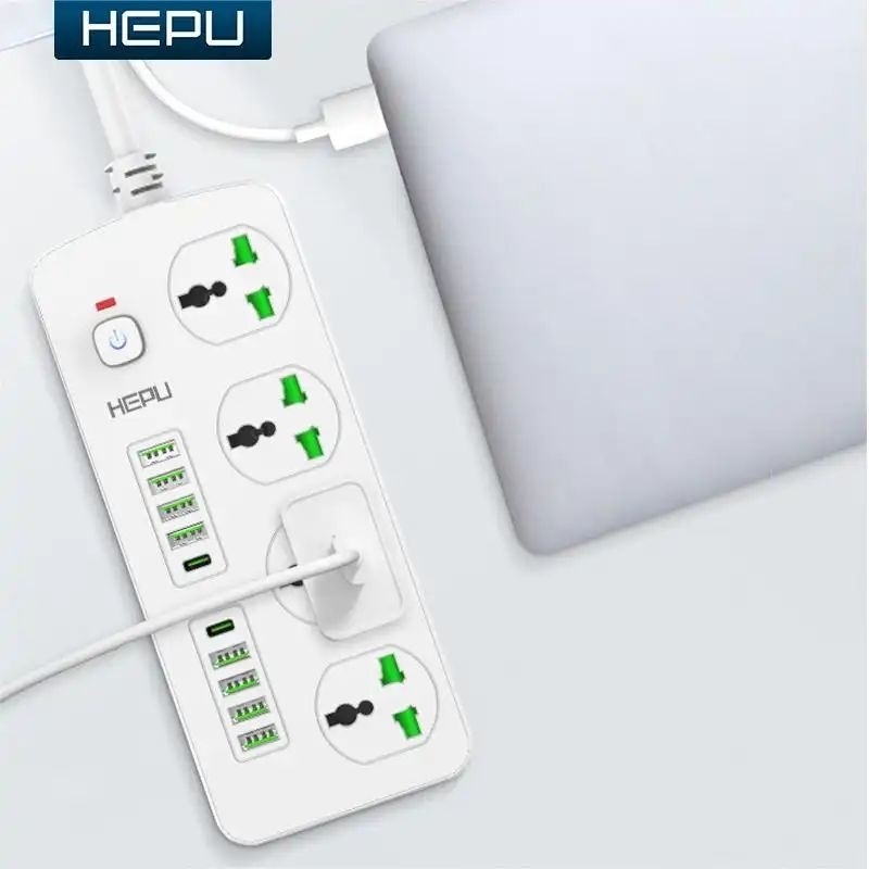 چند راهی هپو H05 3000W با 8 ورودی usb و 2 PD مقاوم در برابر شعله و شوک الکتریکی قیمت عالی