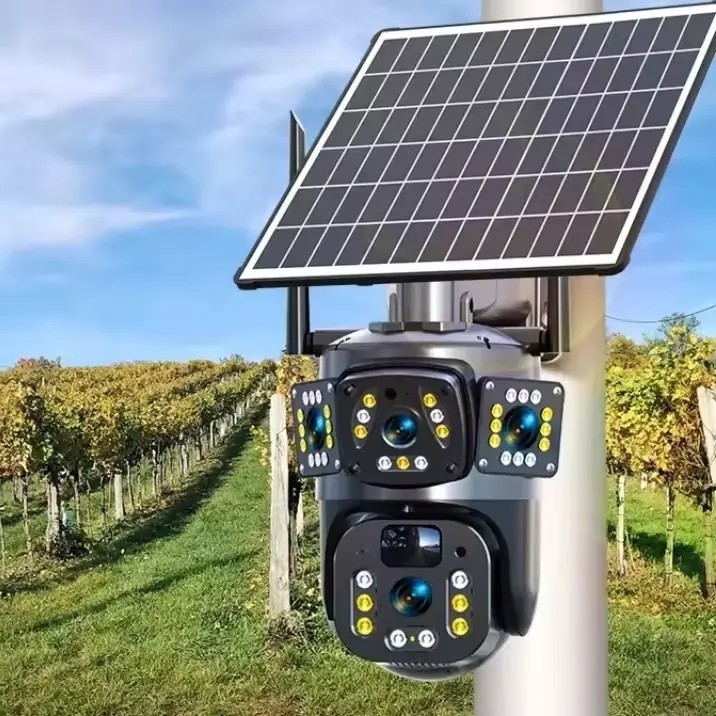 دوربین مداربسته بی سیم سیمکارت خور خورشیدی 8 مگاپیکسل 3 تصویر2 لنز v380 مدلA9-3 جدید با قیمت عالی