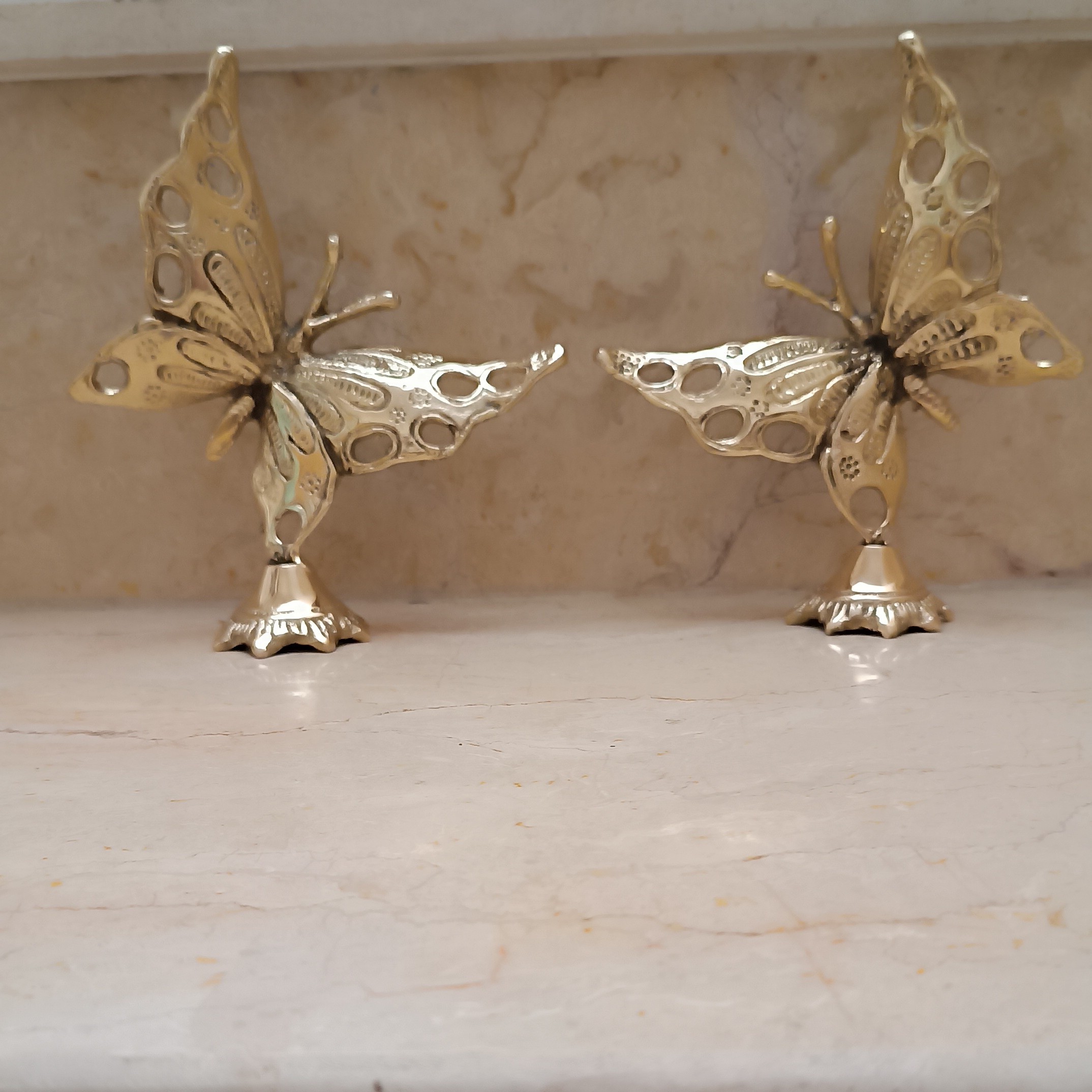 مجسمه برنجی و تزیینی و دکوری رومیزی طرح پروانه جفتی کد 725