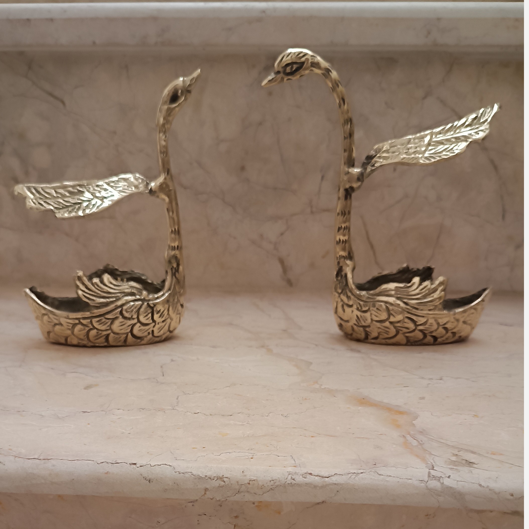 جاقاشق چنگال طرح قو  برنجی کد 708