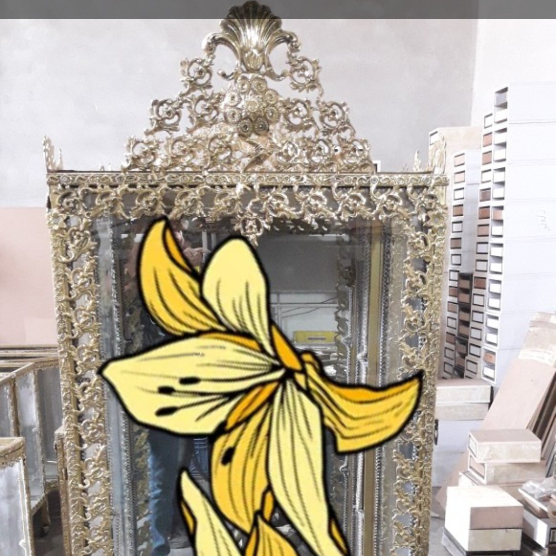 بوفه برنجی طرح گل یاس کد 324