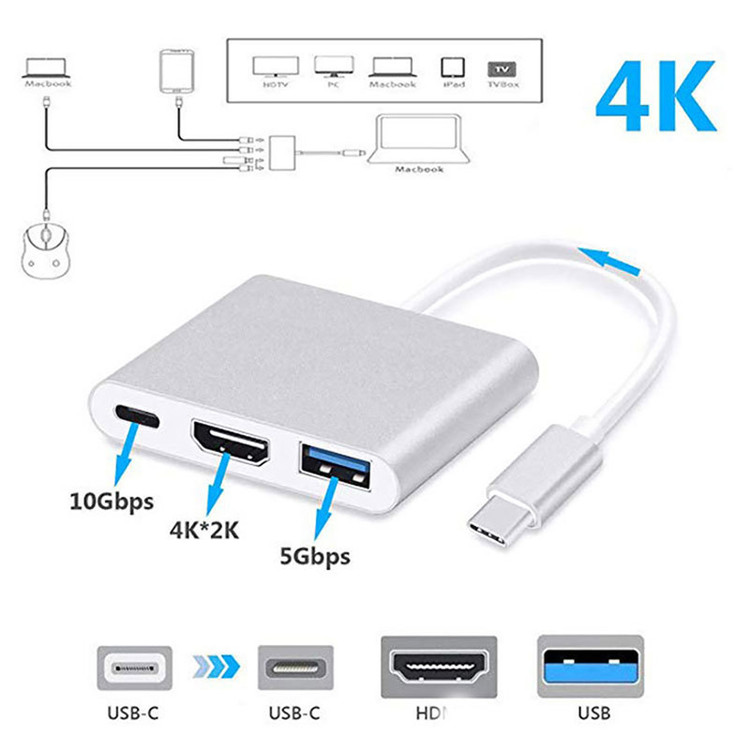 هاب 3 پورت USB-C مدل MUL TIPOPR