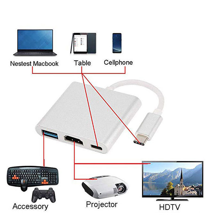 هاب 3 پورت USB-C مدل MUL TIPOPR