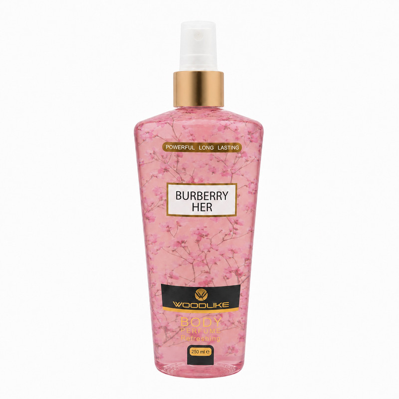بادی اسپلش زنانه وودلایک مدل Burberry Her حجم 250 میلی‌لیتر