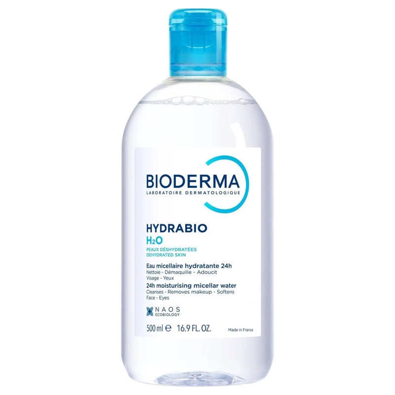 میسلار واتر بایودرما مدل Hydrabio H2O مناسب برای انواع پوست حجم 500 میلی‌لیتر