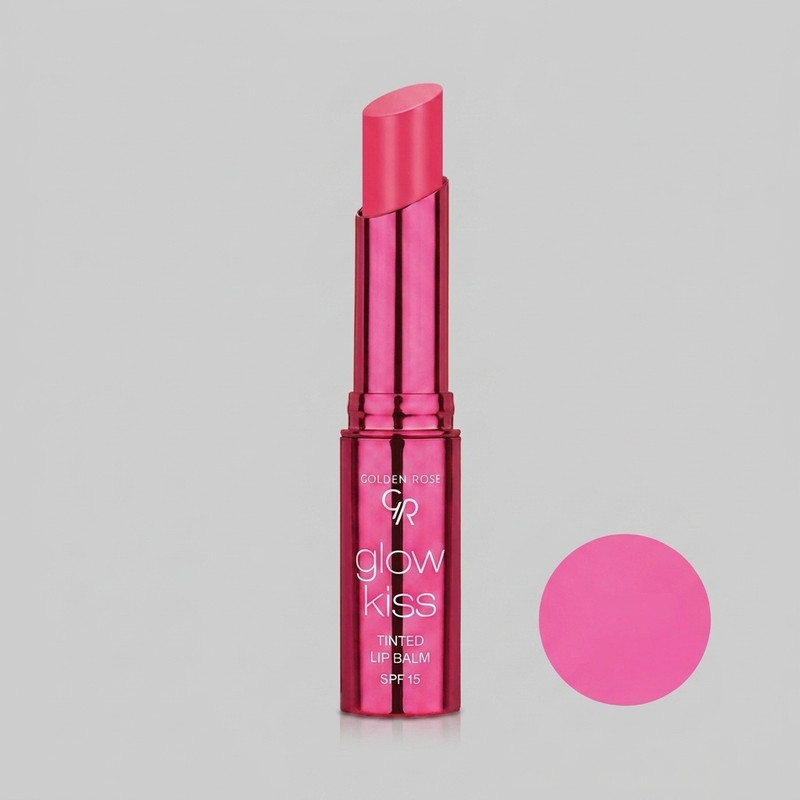 بالم لب ماتیکی گلدن رز مدل TINTED شماره 03 بافت نرم و سبک، محافظت SPF 15، حاوی ویتامین E و هیالورونیک اسید، مرطوب‌کننده و ضد خشکی، ماندگاری بالا و نمای نهایی براق