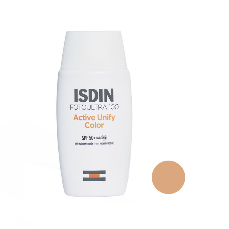 فلوئید ضدآفتاب رنگی ایزدین SPF50 مدل Active Unify ‌مناسب انواع پوست، حجم 50 میلی‌لیتر