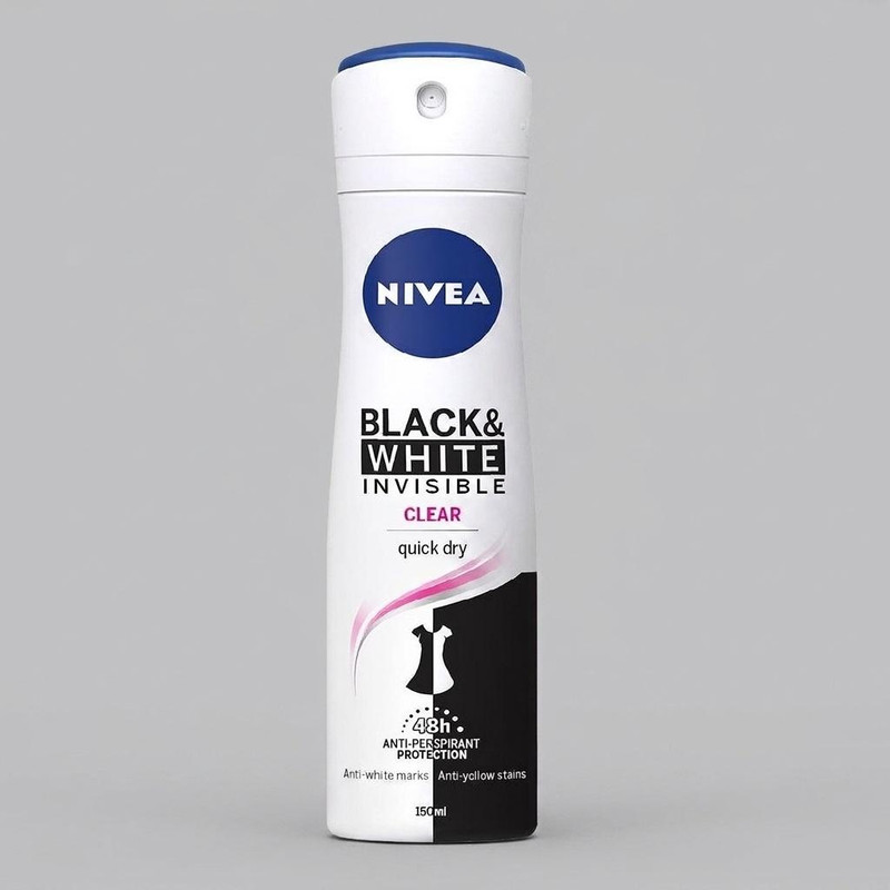 اسپری ضد تعریق زنانه نیوآ مدل Black & White Invisible Clear حجم 150 میلی لیتر