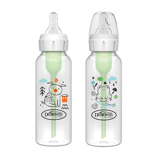 شیشه شیر دکتر براونز طرح خوک و قورباغه مدل SB82040 گنجایش 250 میلی لیتر بسته 2 عددی